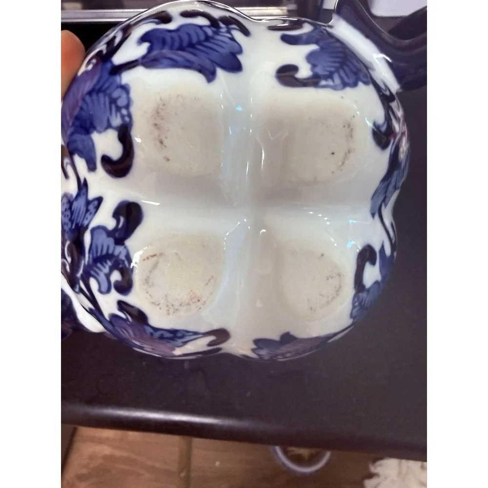 Vintage Chinese Modern Contemporary Export Blue & White Blue White Teapot